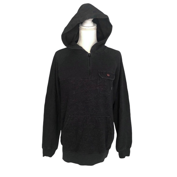 Billabong Men's Pull Over Marled Black Hooded Sweatshirt Size M - Picture 2 of 9